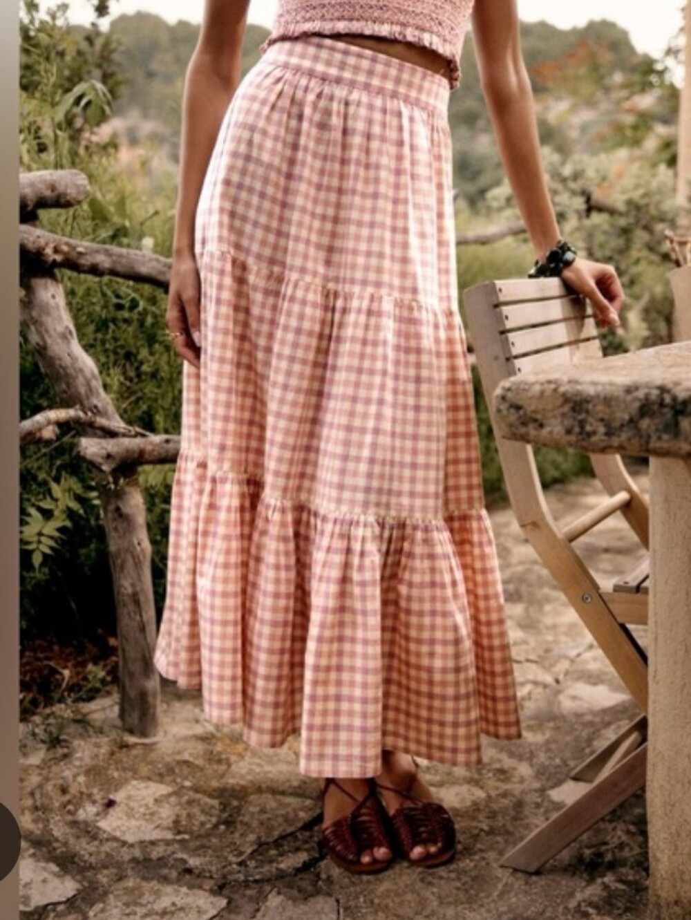 ISO Sezane Sakura Skirt In Pink Checked
